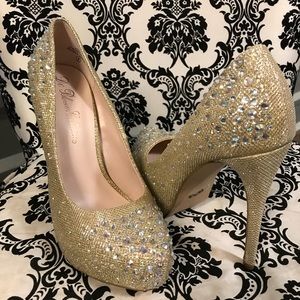 Shoes | New Gold Embellished Glitter Heels | Poshmark